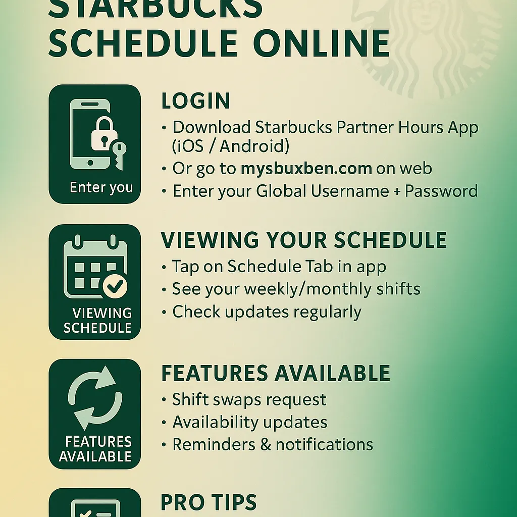starbucks schedual onnline
