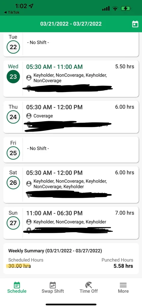 Starbucks Partner Schedule 